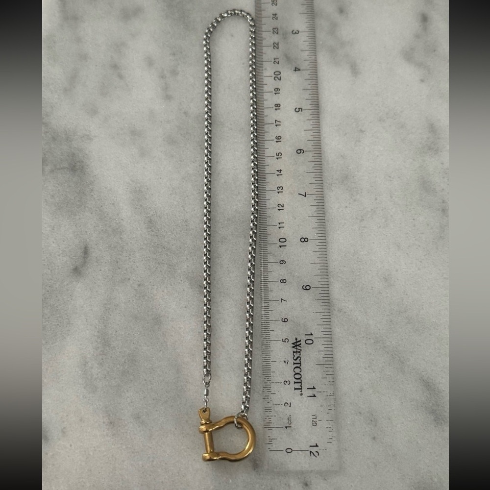 COPY - COPY - Gold Chain Two Tone Silver Horse Bit Chunky Necklace - Picture 3 of 4